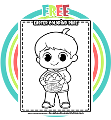 Easter Boy With Basket Coloring Page Printable
