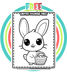 Easter Bunny With Basket Coloring Printable