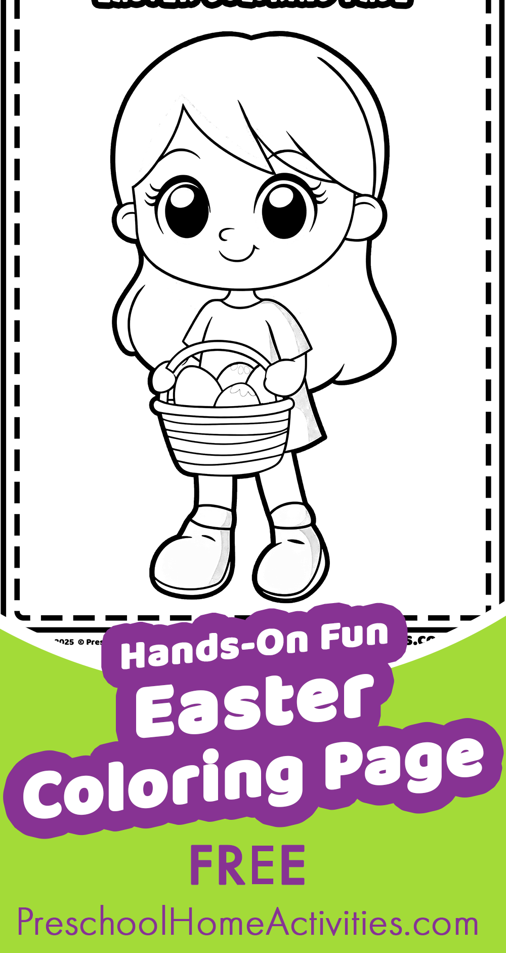 Easter Girl With Basket Coloring Page Printable Pin