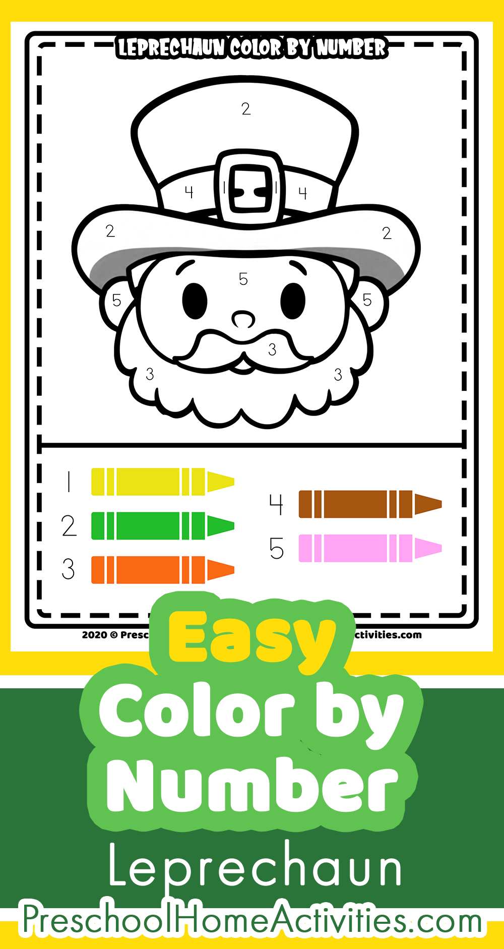 St. Patricks Day Easy Color By Number Pin