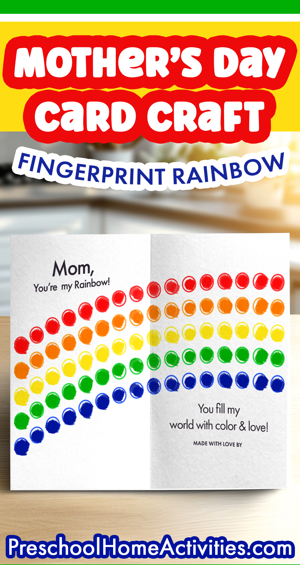 Mothers Day Card Craft Rainbow Pin